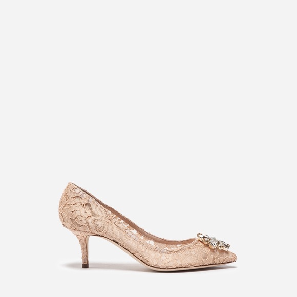 Dolce & Gabbana Shoes - DOLCE & GABANA. Lace rainbow pumps with brooch detailing. Size 39.